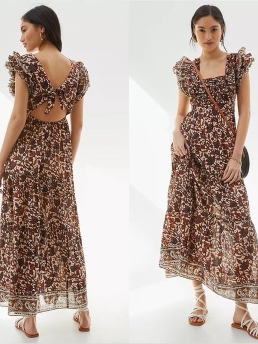 Anthropologie Love the Label Mirabelle Ruffled Maxi Dress Size Small